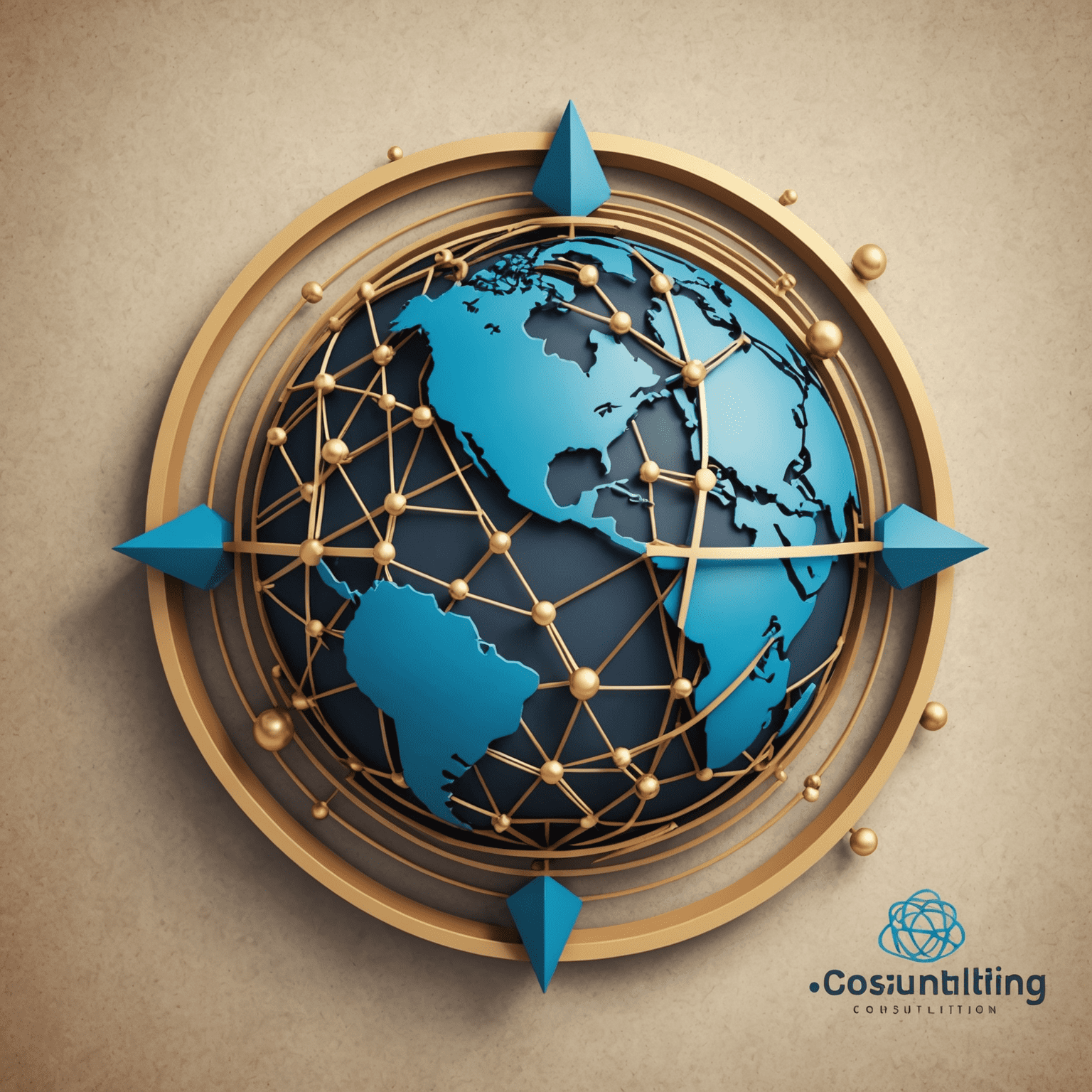 Consulting Agency Global logo featuring a stylized globe with interconnected nodes, symbolizing global business connections